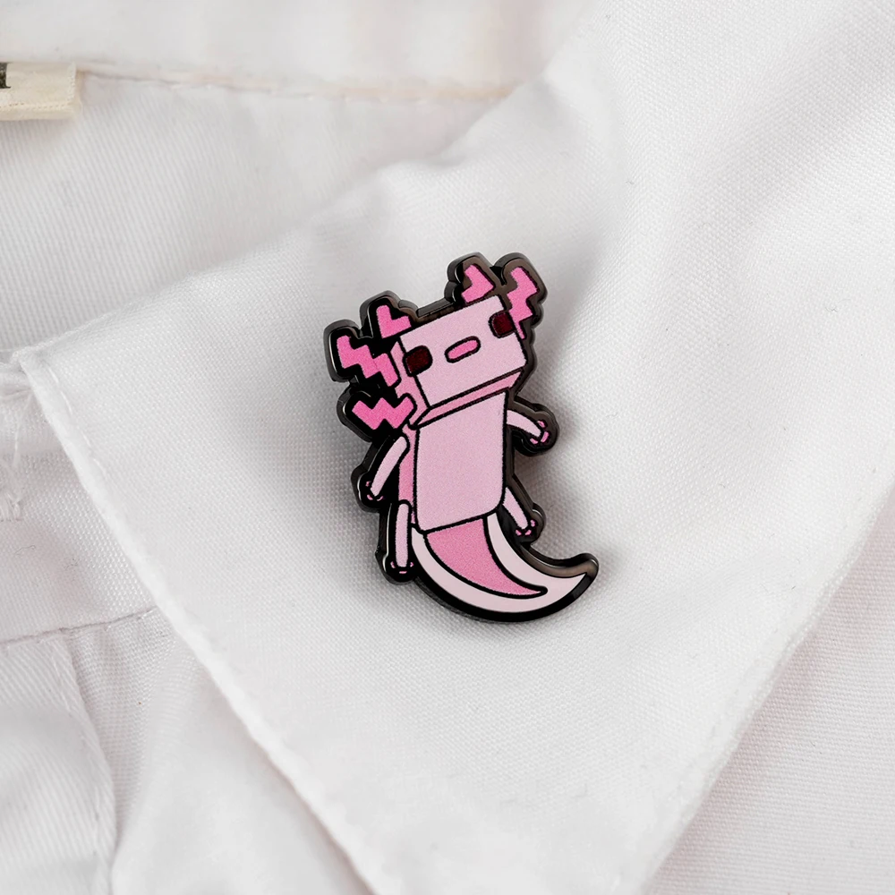 Axolotl المينا دبوس رمل لعبة مستوحاة شارة الطرفية بكسل الحيوان بروش ألعاب هدية مجموعة