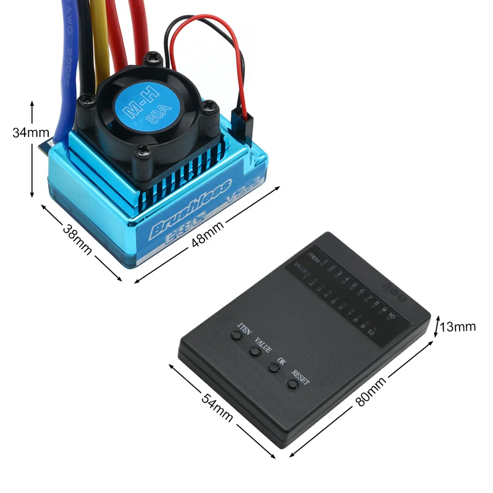 Controlador Electrónico de Velocidad, Sin Escobillas Resistente al Agua Polvo Alta Resistencia 8A Control Potencia Freno Electrónico, ESC para Vehículos Eléctricos Drones Modelos RC Robótica