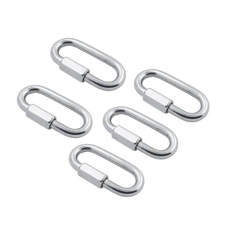 5PCS Stainless Steel 304 Spring Loaded Gate Snap Carabiner Quick Link Lock Ring Hook M5 M6 M7 M8 For Hammock Camping