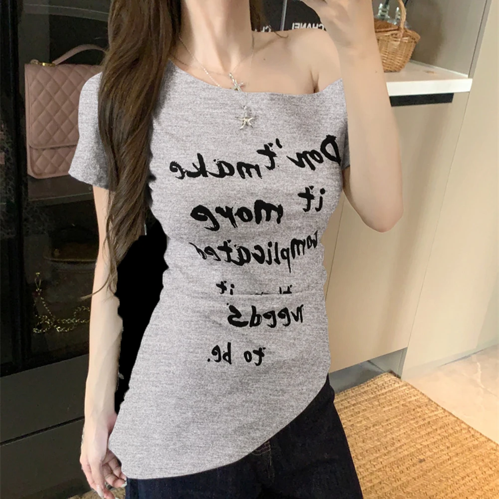 

Daily Casual Wear Black Off-shoulder T-shirt Fashionable T-shirt All Seasons Wear Comfortable Top Daily Application