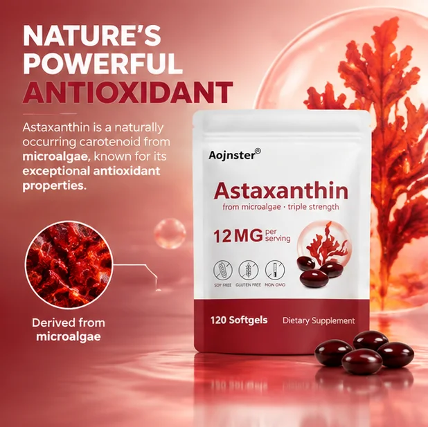 Astaxanthin Softgels from Microalgae, Triple Strength 12mg Per Serving, Soy Free Gluten Free Non-GMO, Dietary Supplement