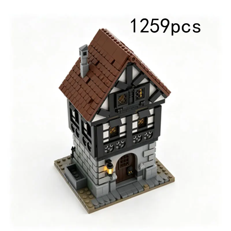 

MOC Medieval Castle Small Particle Building Blocks Creative Architectural Model Toy Expansion Scene Ornament 1259pcs
