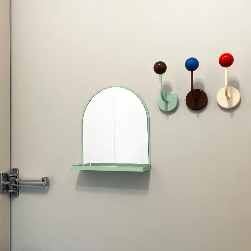Ins Dopamine Magnetic Makeup Mirror Storage Rack Non Perforated Door Rear Kitchen Entrance Door Refrigerator Decorative Mirror
