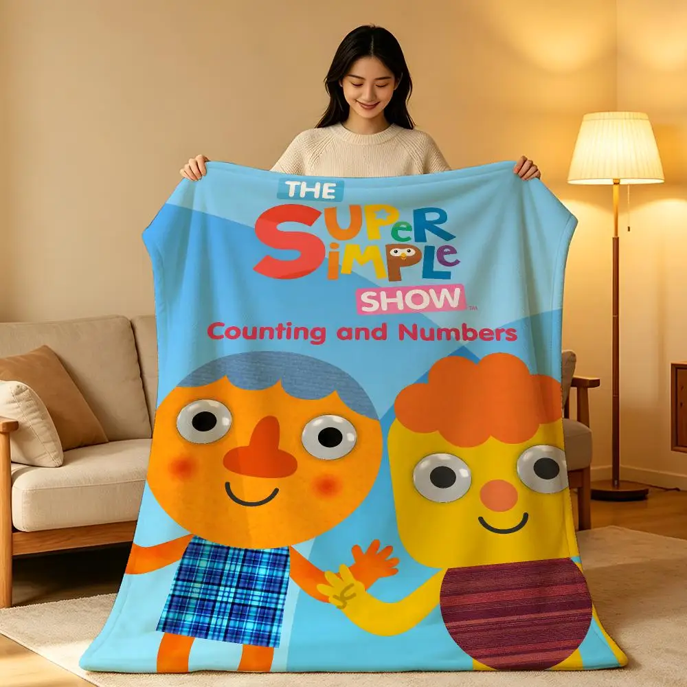 Kids S-Super Simple Songs Learning Cartoon Classic Throw Soft Warm Flannel Blanket Lightweight for Sofa Bed Couch Travel Adults