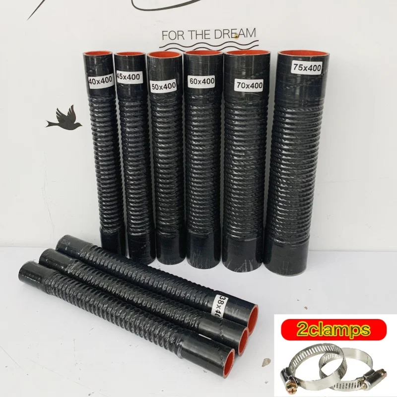 HQ Universal Length 400mm Silicone Flexible Steel Wire Corrugated Hose Air Intake Pipe Radiator Tube High Pressure Temperature