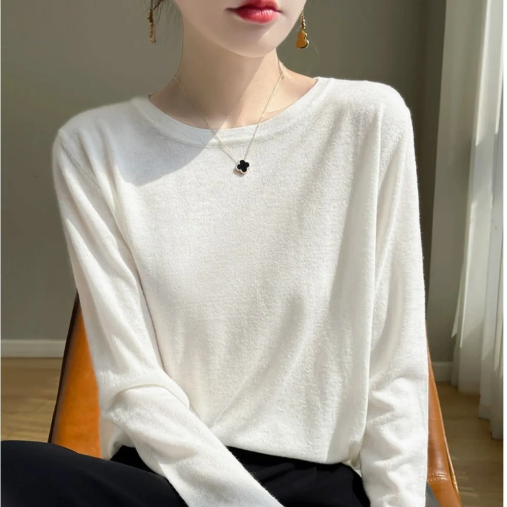 

Женский вязаный шерстяной свитер премиум-класса South Oil, тонкий длинный свек, круглый, теплый, повседневный, модный, для поездок на работу, шерстяной...