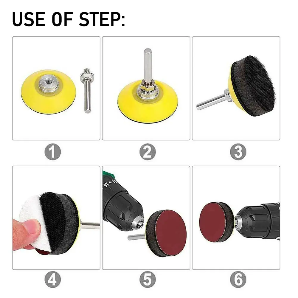 2-дюймовая наждачная бумага на липучке, 202 шт. с влажной и сухой шлифовальной бумагой, подложка в ассортименте, зернистость 80-3000 для полировки дерева, автомобиля