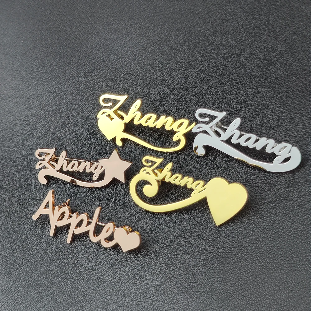 

2022 Personalized Custom Women Name Brooch Stainless Steel Nameplate Lapel Badges Fashion Temperament Jewelry Best Gifts