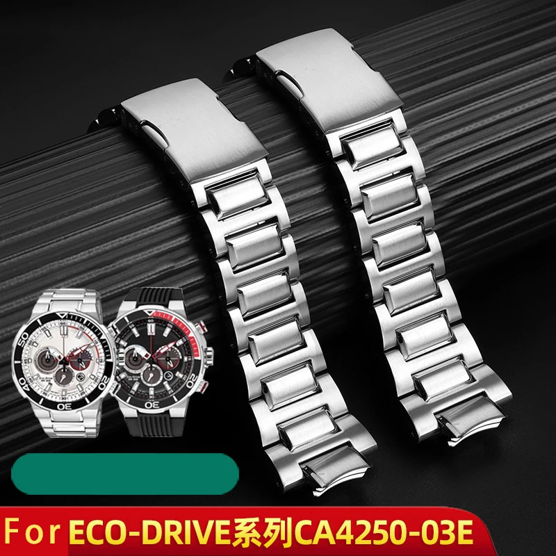 

Solid stainless steel bracelet for citizen CA4250/4252-08E/AW1420-04E convex waterproof silicone watch strap for men watchband