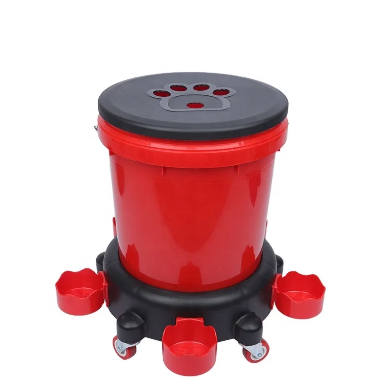 20L Multifunctional Car Wash Bucket with Wheel Dolly Cleaning Tool Bucket Wash Bucket Car Plastic Water Pail