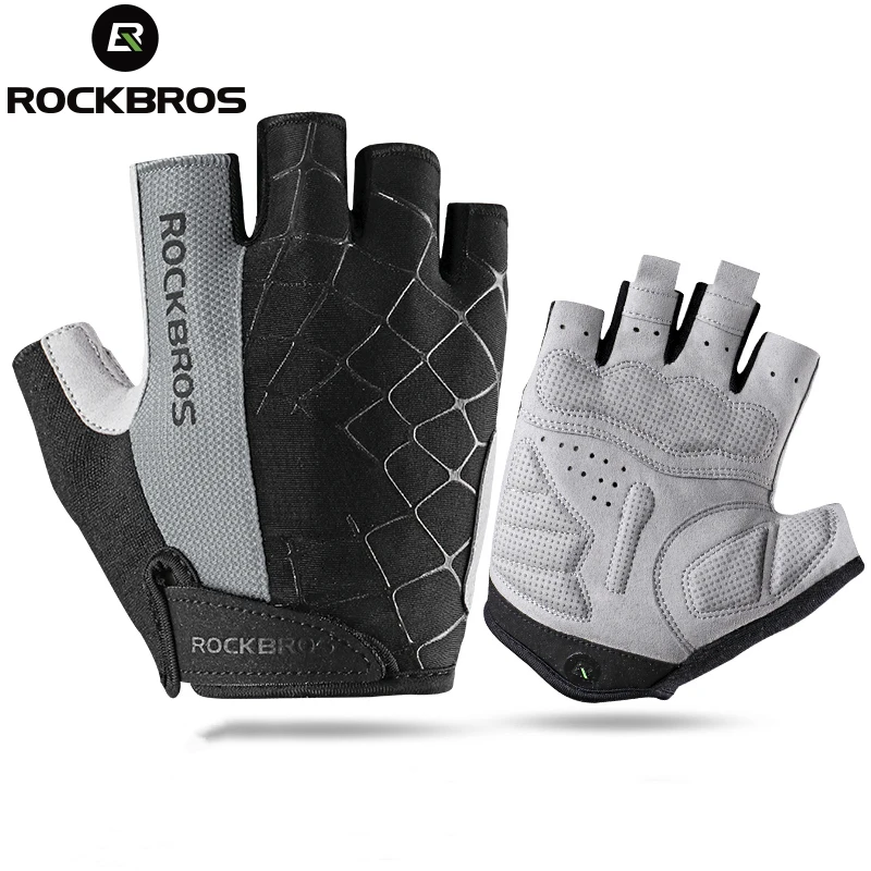 ROCKBROS guanti da bicicletta mezze dita antiurto traspiranti MTB Mountain Bike guanti sportivi all\'aperto uomo donna attrezzature da ciclismo