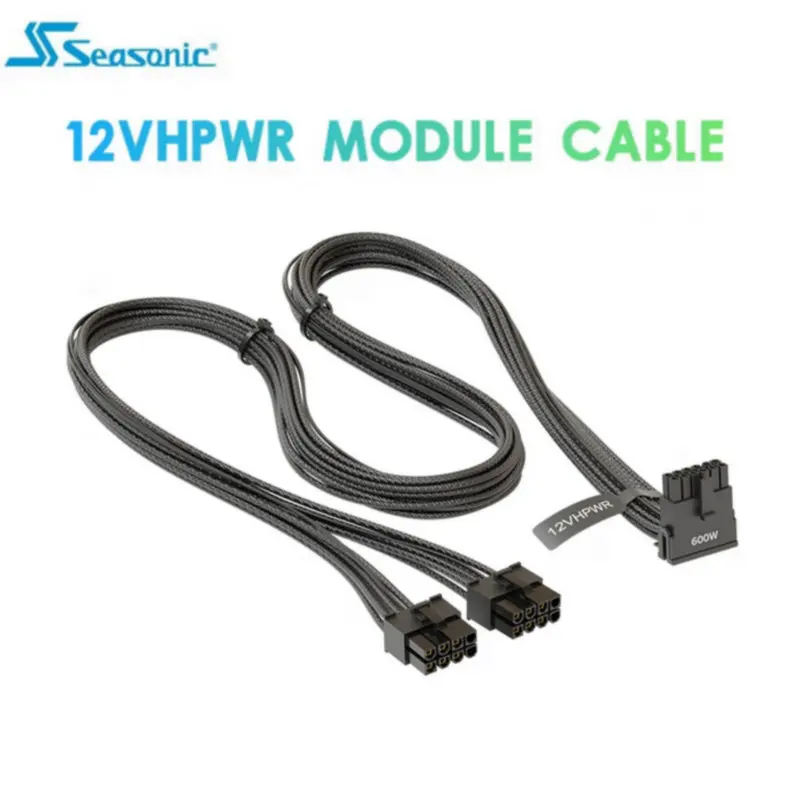 Original Seasonic 90 Degree 12VHPWR Dual 8Pin to PCIe 5.0 Gen 5 12+4Pin 16Pin ATX3.0 Modular Power Supply Cable