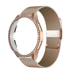 Bling Case+Strap For Samsung Galaxy Watch 4 5 6 40mm 44mm Stainless Steel Mesh Bracelet Protector No Glass Galaxy Watch 4 5 6