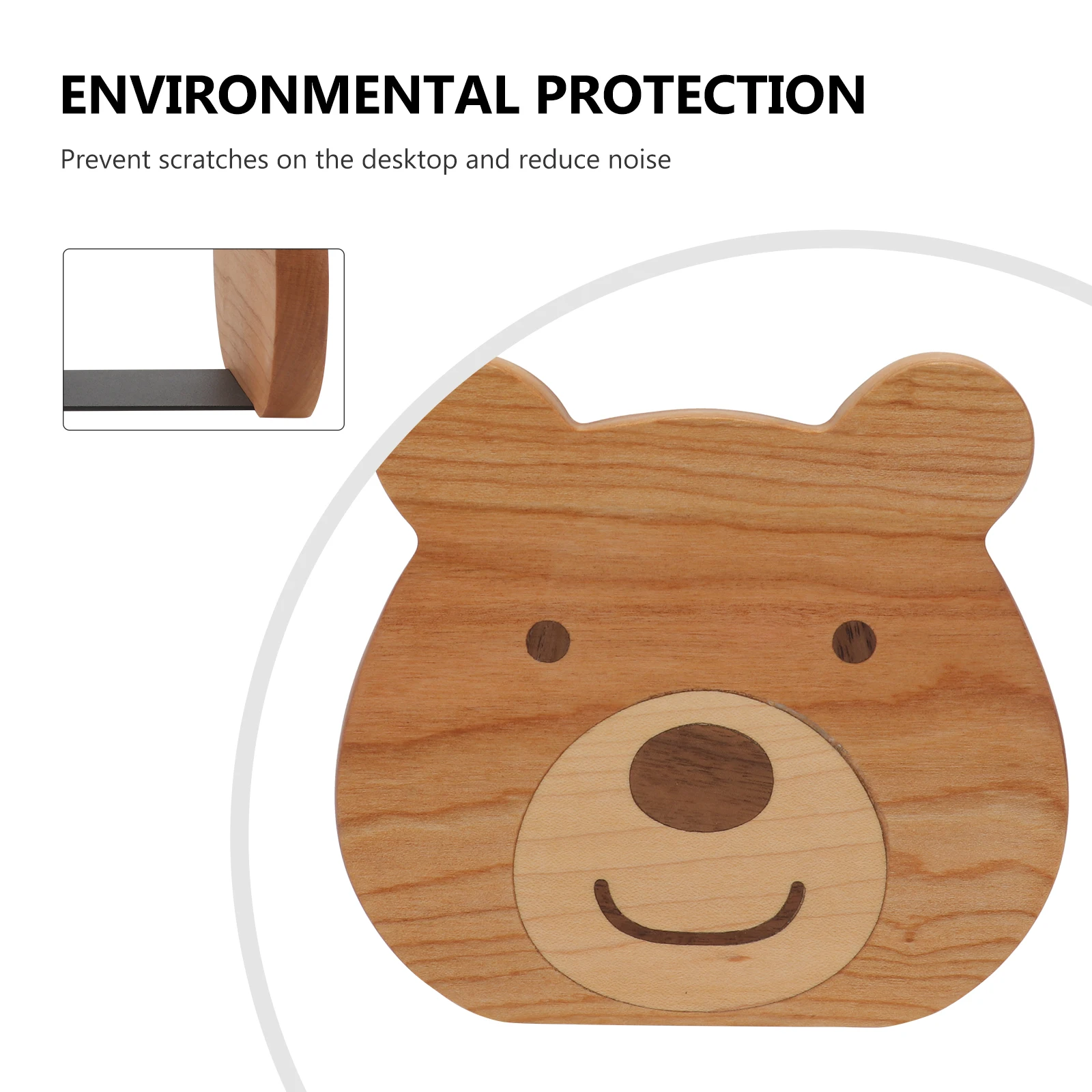 

2Pcs Bear ganizer for Study Bedroom Office Large Wooden Book Stand Bookend Books Bookend Support No Installation