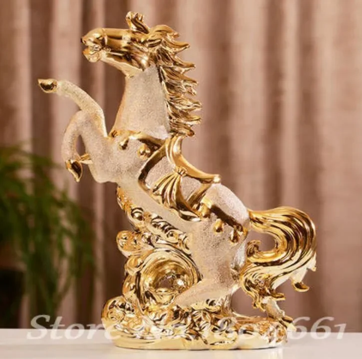 

ceramic gold horse home decor crafts room decoration ceramic kawaii ornament porcelain figurines animal figurines