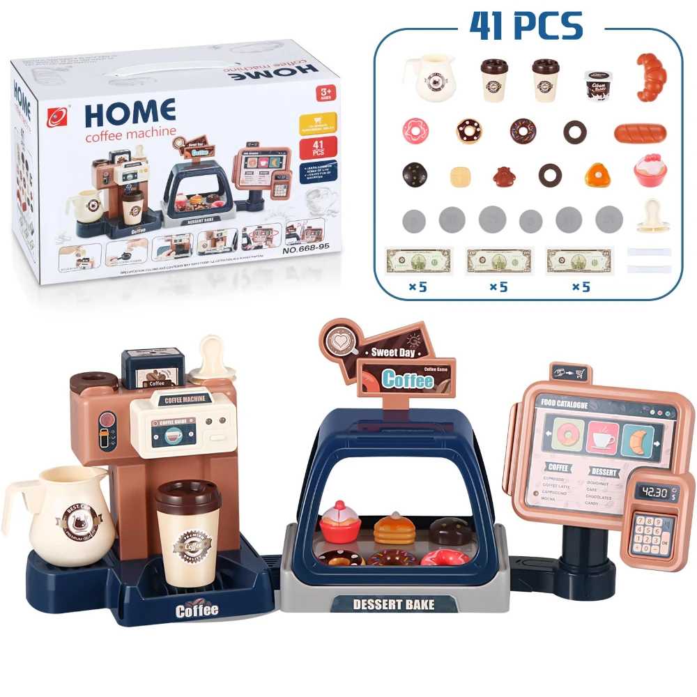 WizKidz - Coffee Maker Playset, Pretend Py Play Toy, Appareils de cuisine avec fausses lumières sonores pour garçons et filles à partir de 3 ans