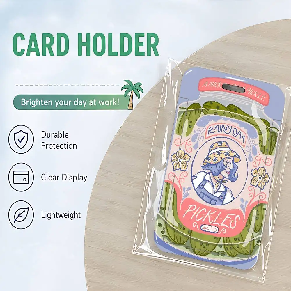 Pickle Jar Design PVC ID Card Holder Cute Badge Holder Waterproof Card Case For Student Office Work Bus Card Cover