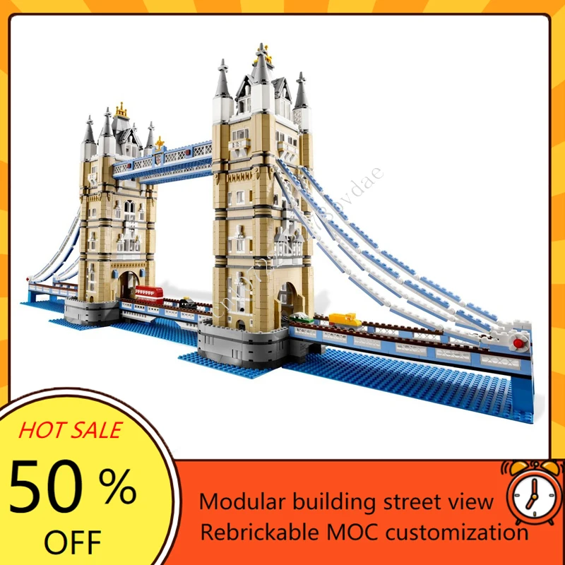 Décennie s de construction de modèle de vue sur la rue, MOC modulaire, pont de la tour, architecture de bricolage, assemblage éducatif, jouets modèles, cadeaux créatifs, 4295 pièces