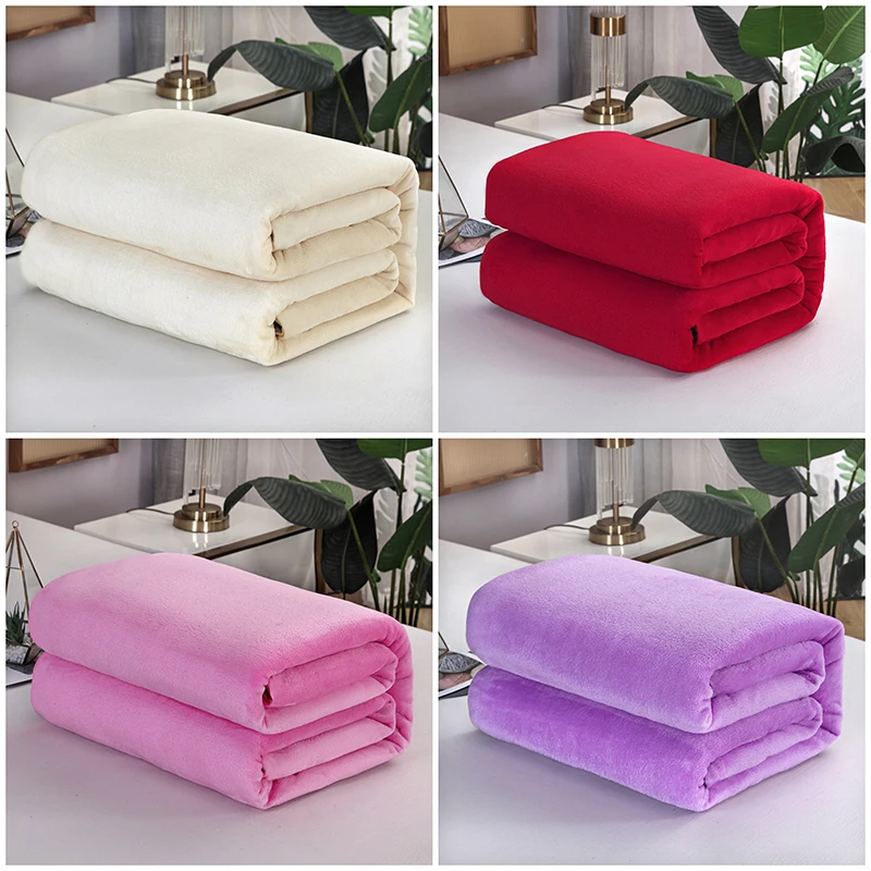 New solid color ultra-soft thickened cloud mink velvet blanket Farai velvet blanket bed sheet cover blanket