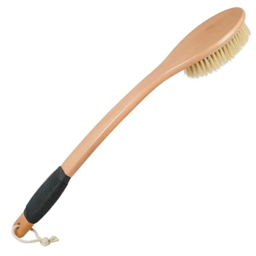 

Back Scrubber Brush for Shower Long Stiff Bristle Body Bath Brushes Wooden Curved Long Handle Skin Exfoliator for Men Women Wet