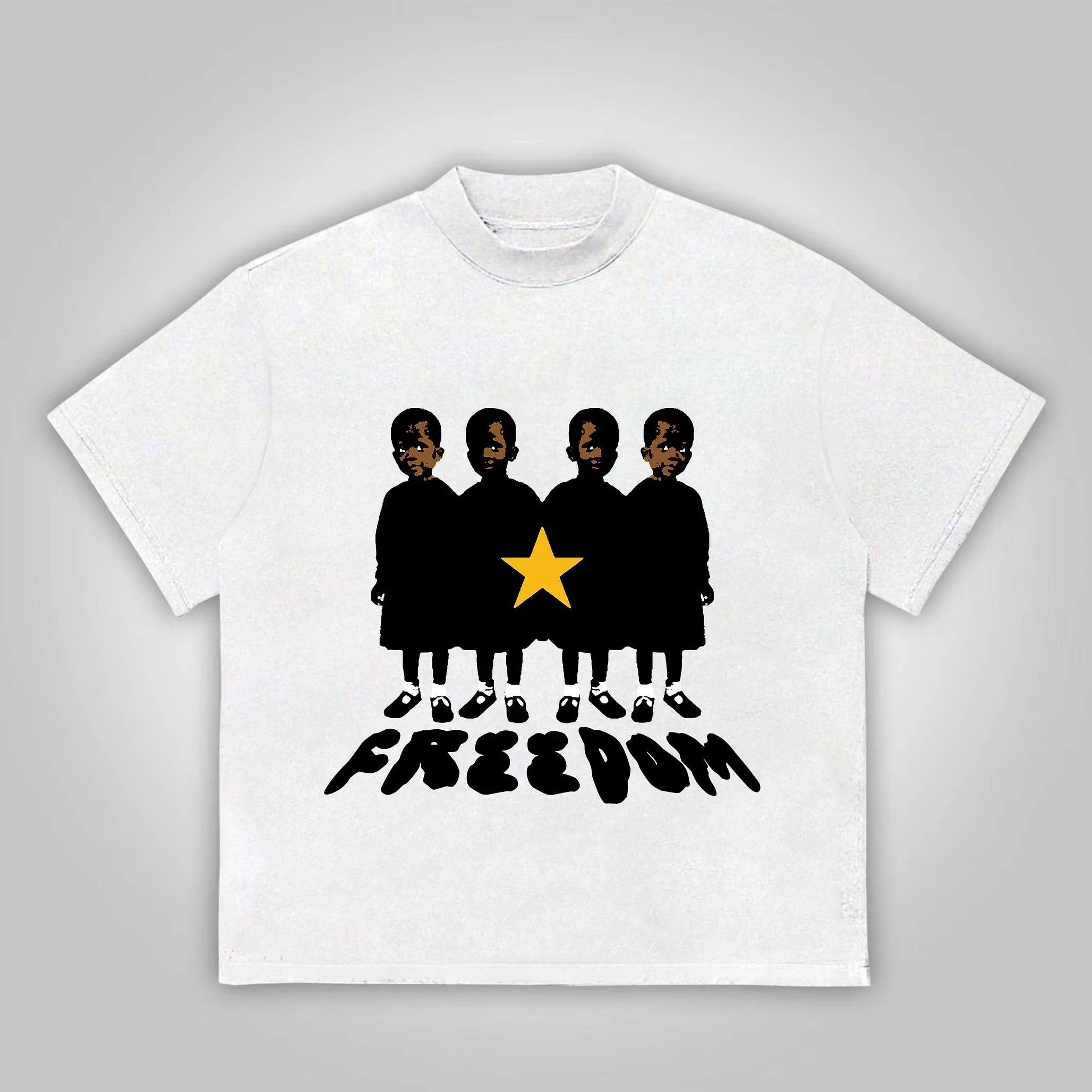 Camiseta Oversized Retrô de Verão 2026 com Estampa Abstrata de Estrelas e Desenhos Animados, Camiseta Casual de Manga Curta Estilo Streetwear para Hom