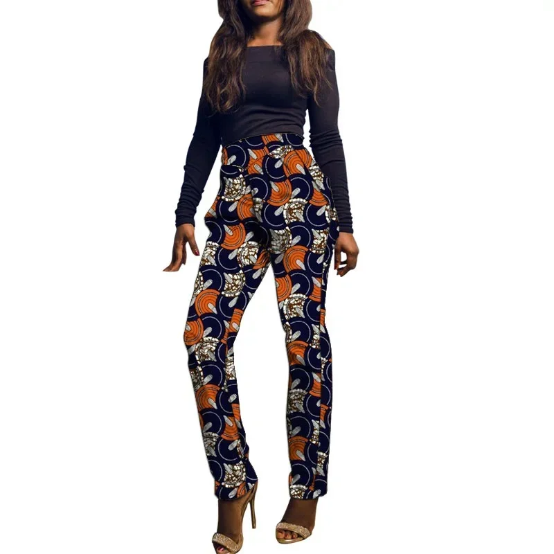 African Print Pants Women Causal Floral Loose Trousers Female Vintage Pockets Beach Trousers Boho Long Pants