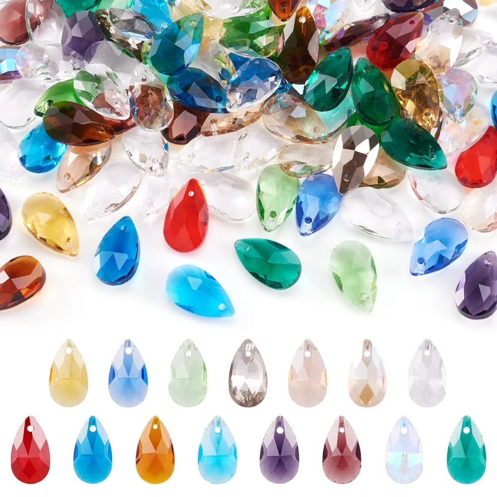 20 Stück/Lot Lampwork-Glas-Tropfenperlen, grün, 9 x 16 mm, Kristallbirnen-Anhänger für DIY-Schmuckherstellung, Halsketten, Bastelbedarf