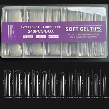 240 ks XXL umělé nehty super dlouhé balerínské nehty nalisované na nehty plné krytí matné gelové tipy na nehty americké kapsle falešné tipy 24 10 nejlepší prodej Americké kapsle - №3