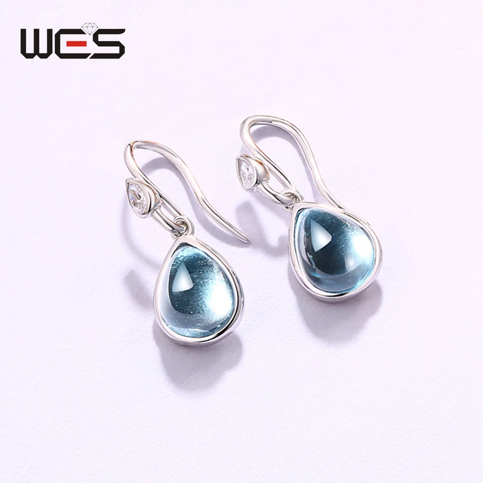 أقراط قطرة ماء من الفضة الإسترلينية للنساء ، عقيق طحلب طبيعي ، عقيق ، توباز ، كوارتز وردي ، هدايا خطبة عيد الميلاد #4