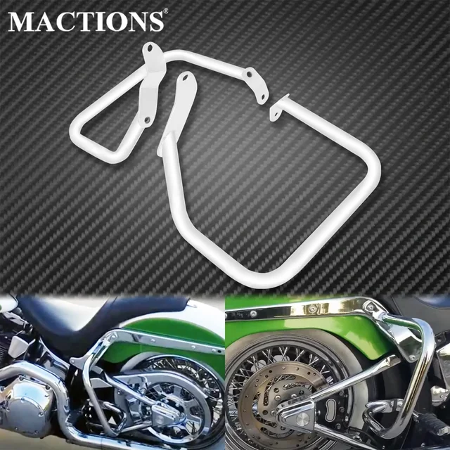 Tylna torba motocyklowa Osłona silnika Chroń pasek awaryjny Chrome dla Harley Softail Heritage Springer 00-17 FLST FLSTC 2000-05 FXSTB