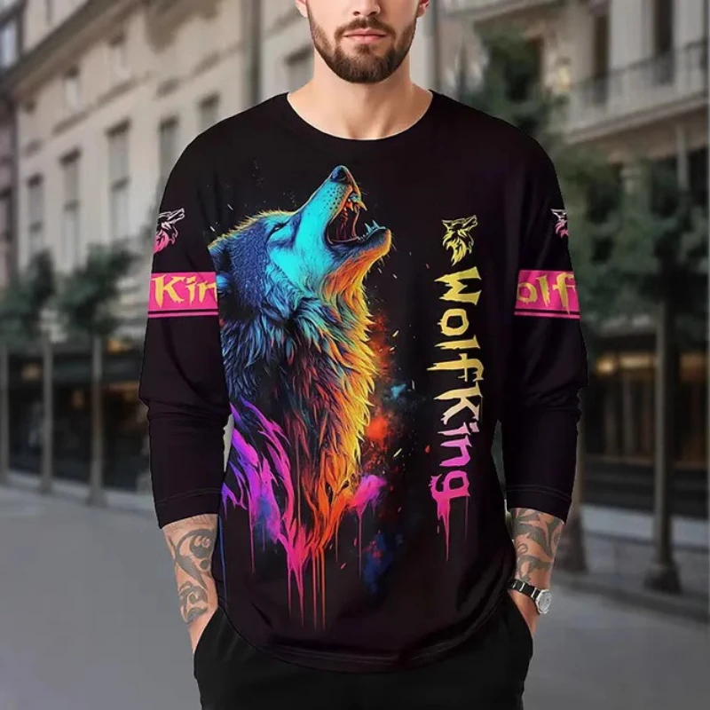 

Hot Selling Men Long Sleeve Crew Neck T-Shirt Street Fashion Quick Dry Motorcycle Top Sports Training Clothes Halloween Gifts