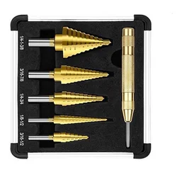 HSS Titanium High Speed Steel Cobalt Step Drill Hot Sale High Speed Steel Drill Bit Set Center Punch for Accurate Locator