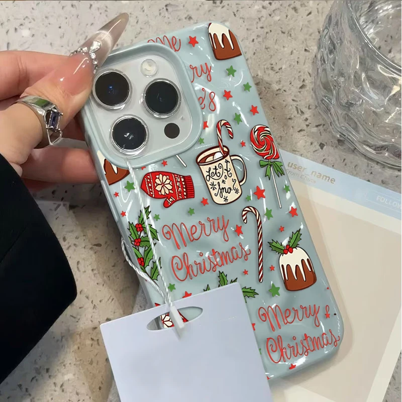 Cute Festive Christmas Pattern Phone Case For iPhone 17 16 15 14 13 Pro 11 12 Pro Max 15 Plus Air Wavy Texture Protective Cover view 3