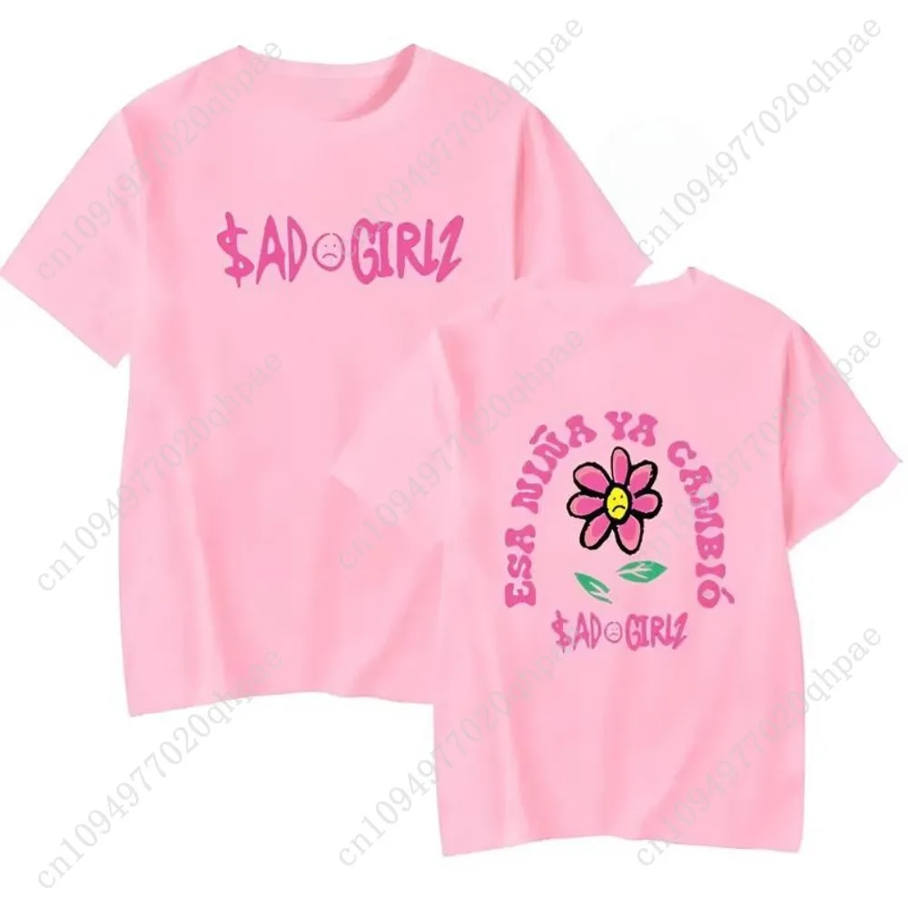 Camiseta juvenil Junior H Sadgirlz de 2 caras, camiseta de verano de manga corta unisex, ropa informal estilo hip hop de moda, top gráfico informal para hombres