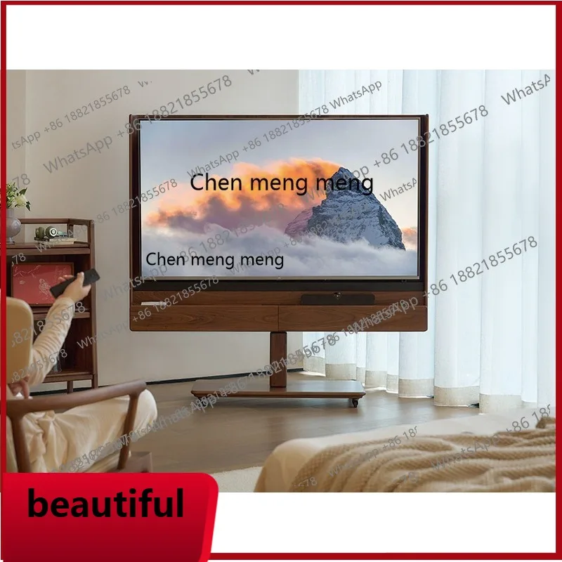 

X Solid wood mobile bracket TV cabinet living room new household floor-standing desktop storage cart