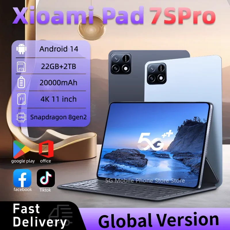 2025 New Original Global Edition TabletPC Pad 7S Pro snapdragon 8gen2Android 14 HD 4K 22GB+2TB 5G TabletDual SlM WlFl tablet