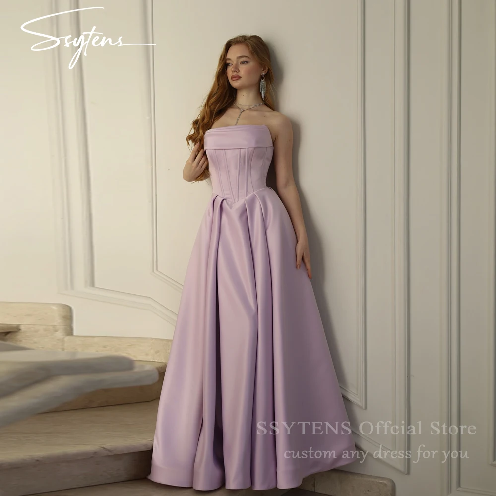 

SSYTENS Lilac Satin Evening Dresses Strapless Corset Back Elegant Party Dress 2026 Prom Dress Formal Occasion Dresses Customized