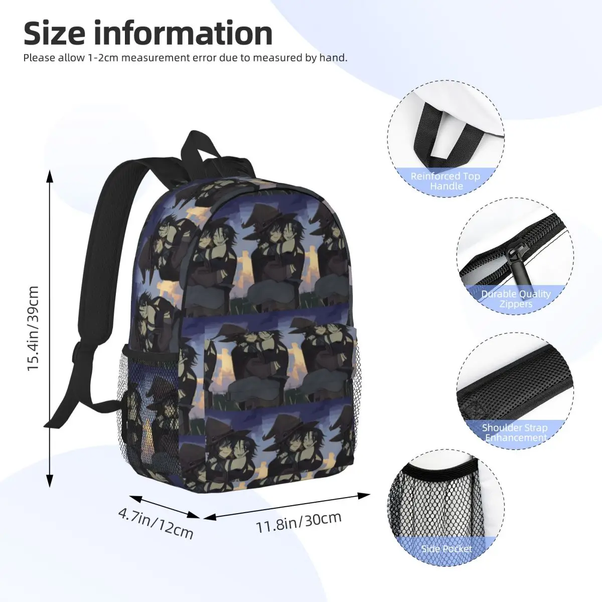 Azuretime Anime Azure Two Time Forsaken Backpack Student Boys Girls BookBag Men Women School Bag Computer Shoulder Bags