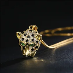 European and American Fashion Leopard Head Necklace Retro Personality Animal Pendant Exquisite Versatile Clavicle Chain