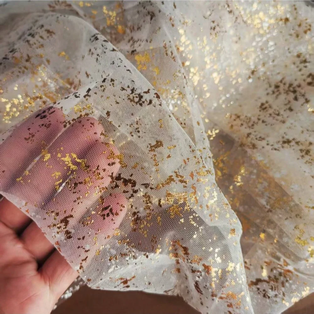 1pc 2/3/4/5m Polyester Tablecloth Table Runner Sheer Chiffon Table Runner with Glitter Foil Gauze Tulle Table Decor for Wedding