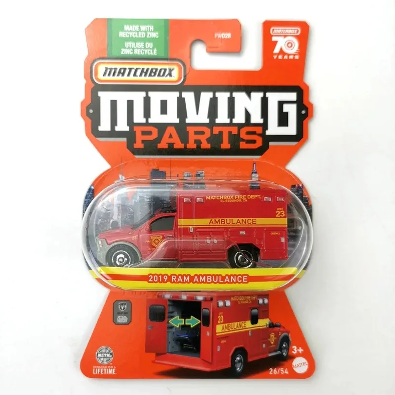 matchbox 1/64 2019 RAM AMBULANCE Collect die-casting alloy car model ornaments