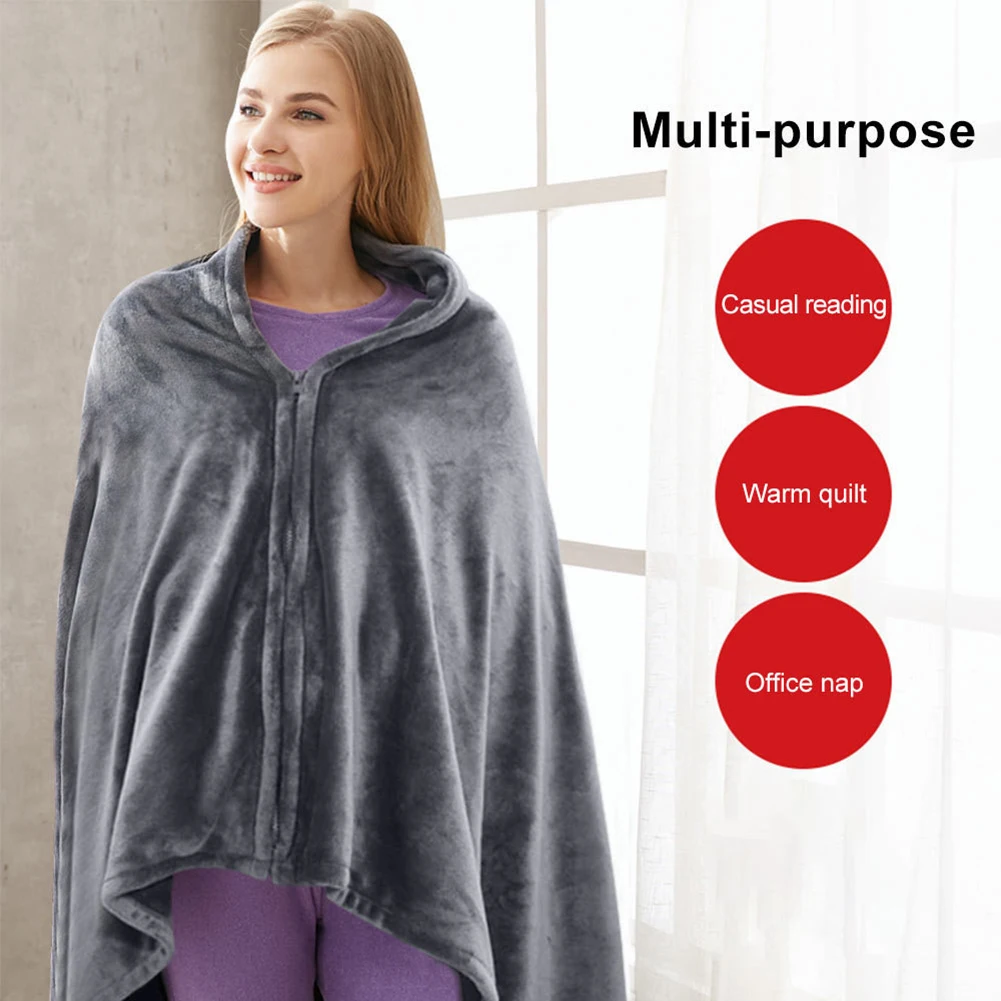 USB Heated Blanket Electric Heated Throw 3 Heating Level Wearable Electric Blanket Fast Heating 9 Heated Areas for Autumn Winter