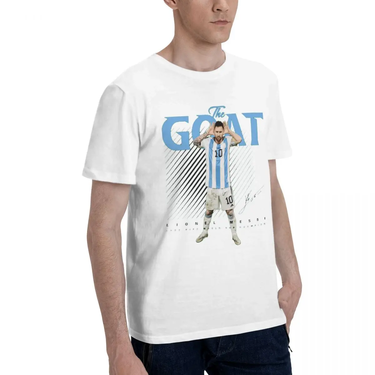 CELEBRATION Lionel And Andrﾩs And Messi And Argentina No.10 GOAT Caricature 82 Movement Top tee Leisure Title Funny