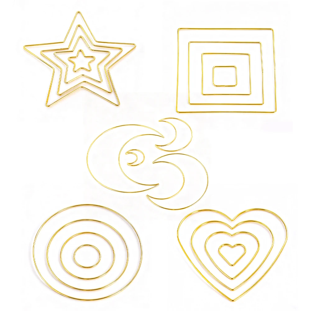 

4pcs Metal Moon, Star, Heart Handmade Dream Catcher Materials Pendant DIY Wreath Weaving Home Christmas Decoration