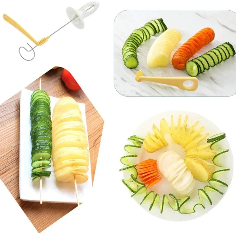 Protable Potato BBQ Skewers For Camping Chips Maker slicer Potato Spiral Cutter Barbecue Tools Kitchen Accessories kitchen gadge image 4