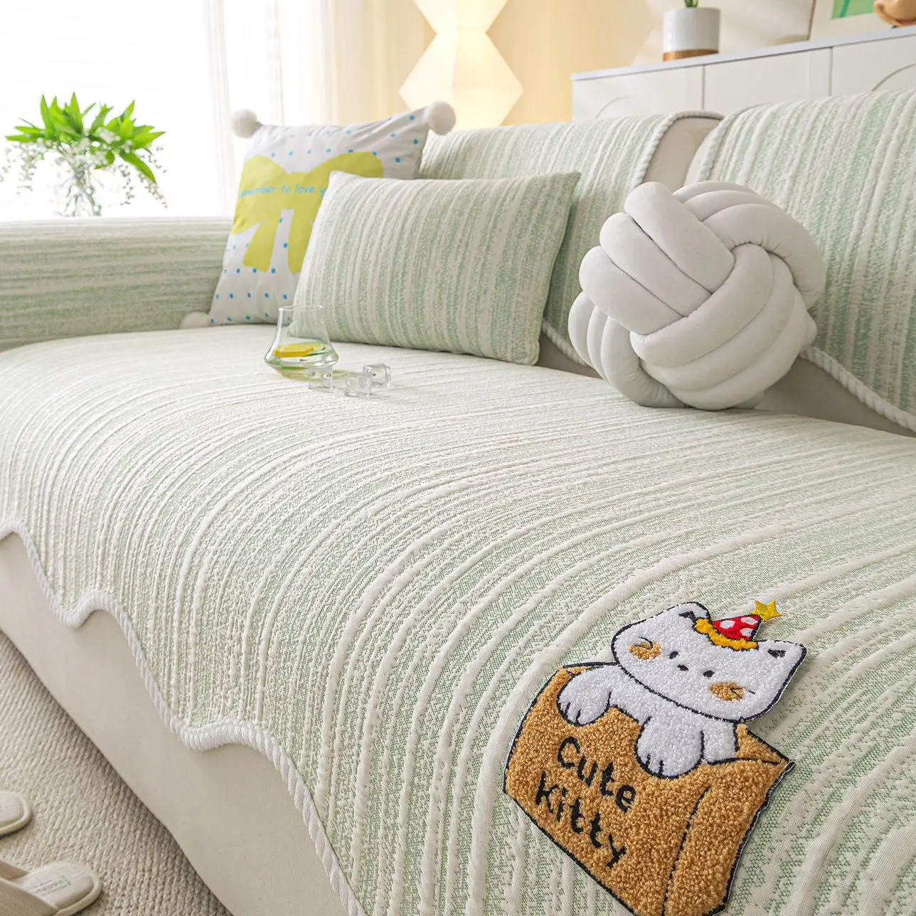 Ice Silk Cooling Mat Sofa Cushion Summer New Style 2025 Full Cover Cloth Real Wood Skin Sofa Towel Cool Sensation Pad
