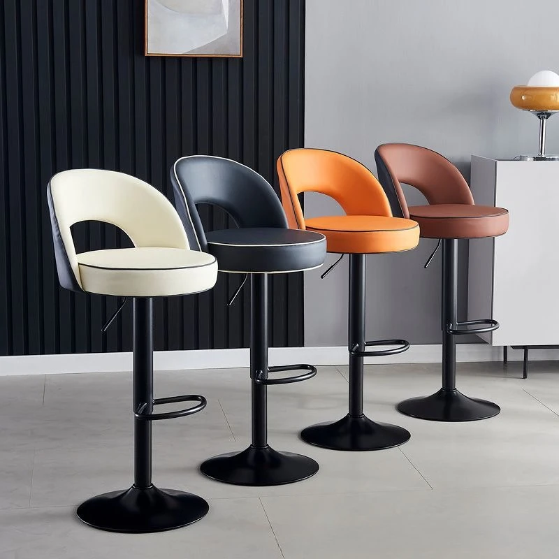 

Light Luxury Bar Stool Modern Counter Height Chair with Backrest Lift Adjustment Kitchen Island Seat Hotel Reception Stools