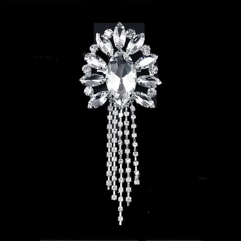 

1 Piece New Women's Shiny High-Quality Design Long Tassel Crystal Badge Brooch Luxury Classic Party Banquet Dress Pin