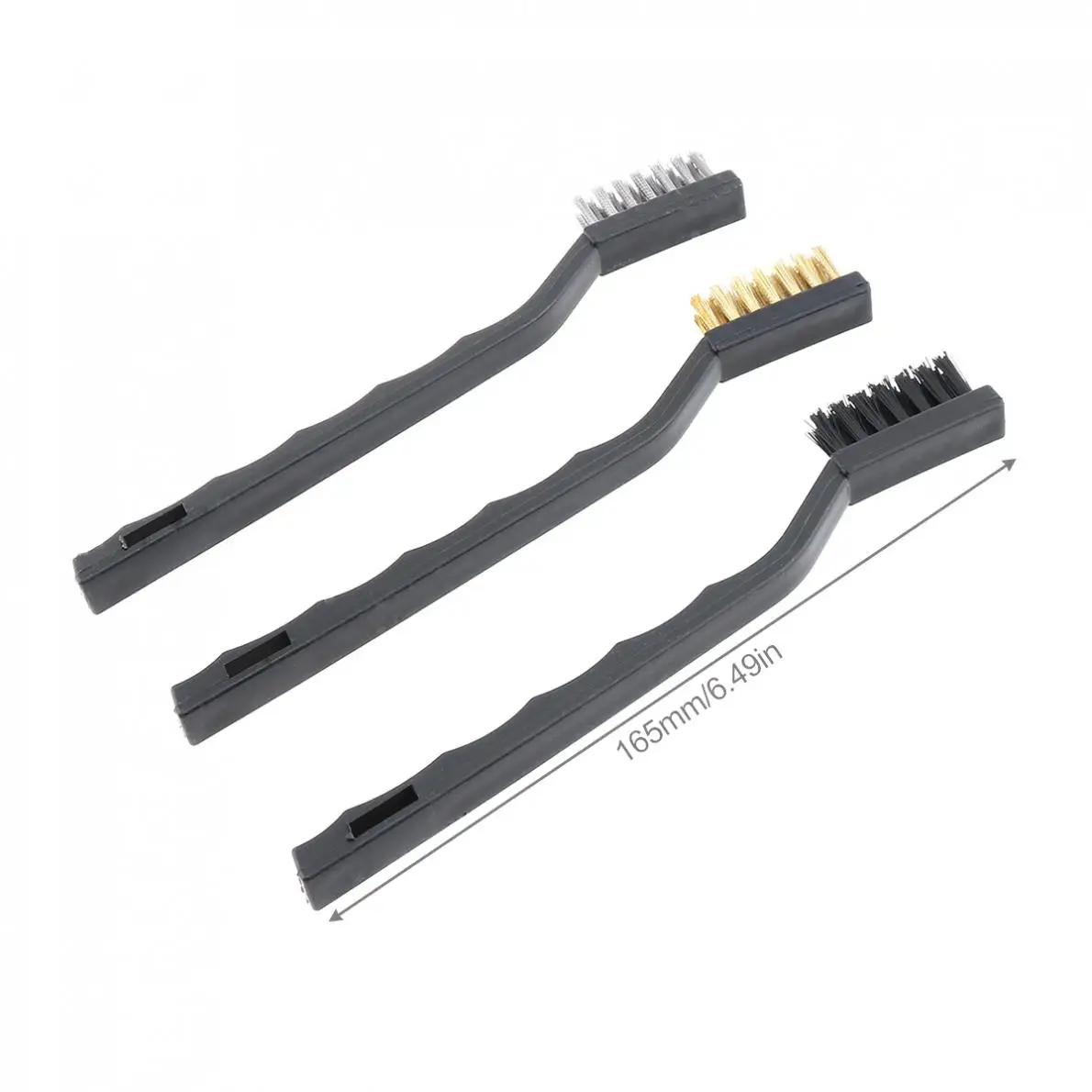 Mini Nylon Wire Brush Set para limpeza, latão, aço inoxidável, 3pcs por conjunto