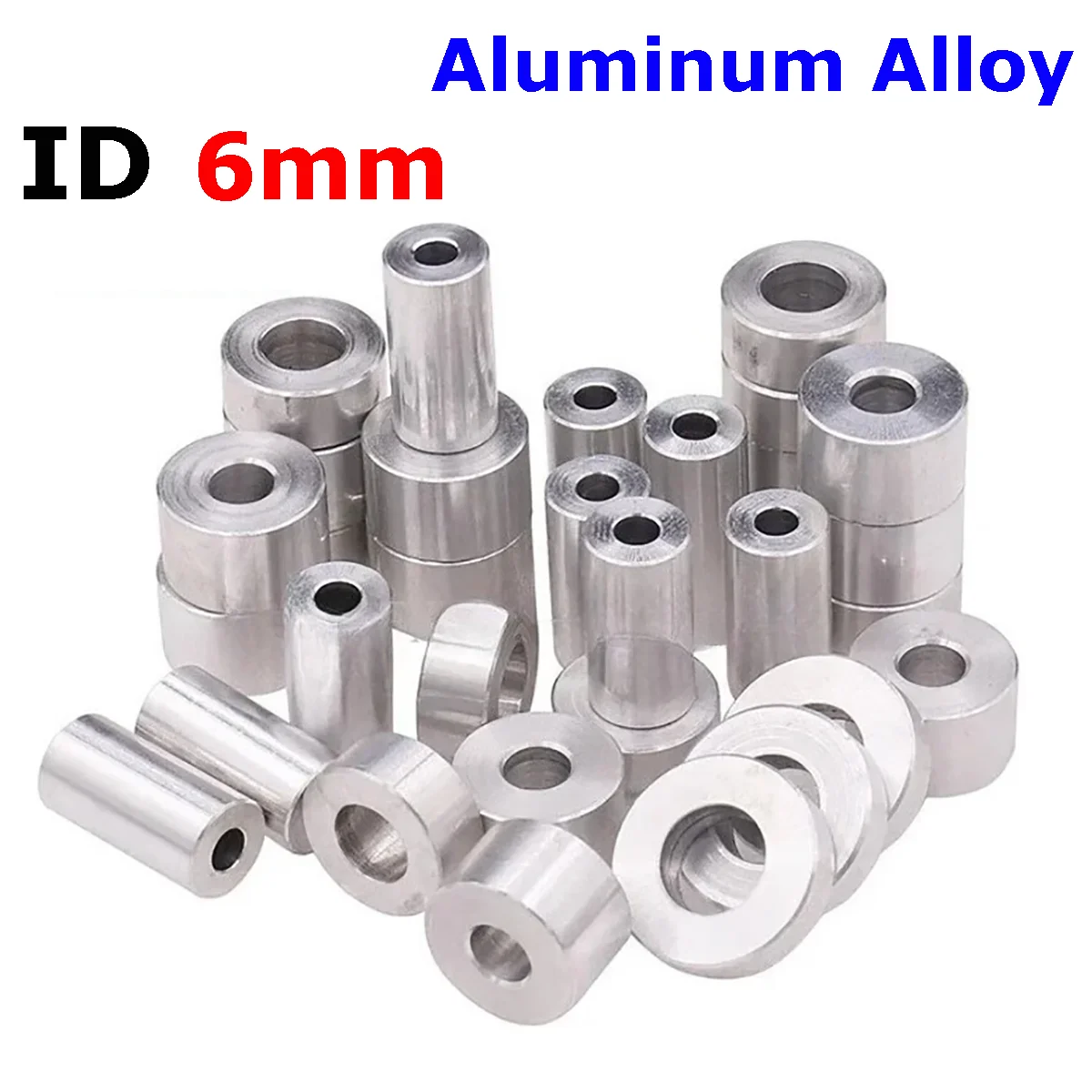 5/10pcs Inner Dia 6mm Aluminum Alloy Bushing Washer Gasket Round Hollow no thread Standoff Spacers OD 8/9/10/12mm L=2-20mm